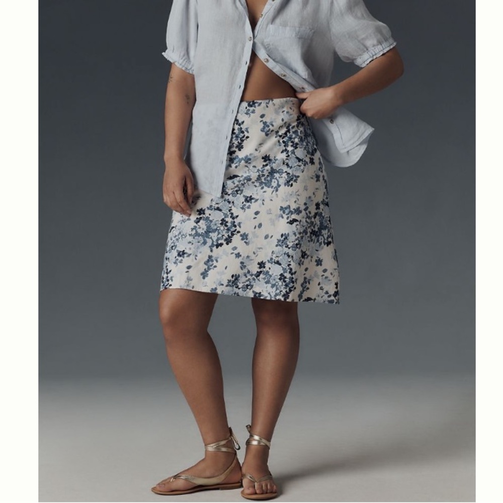 Anthropologie tilda floral knee length skirt sz 1X